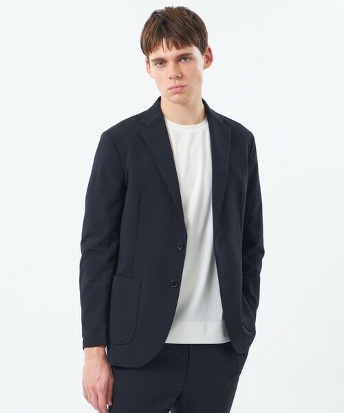 MACKINTOSH PHILOSOPHY(MENS) / マッキントッシュ フィロソフィー　メンズ ノーカラージャケット | ブリテック イージージャケット オックス調ダブルクロス（ネイビー3）