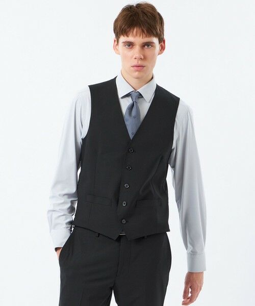 MACKINTOSH PHILOSOPHY(MENS) / マッキントッシュ フィロソフィー　メンズ ブルゾン | トロッター ウェストコート ＃109 ウール混ストレッチトロピカル（ブラック1）