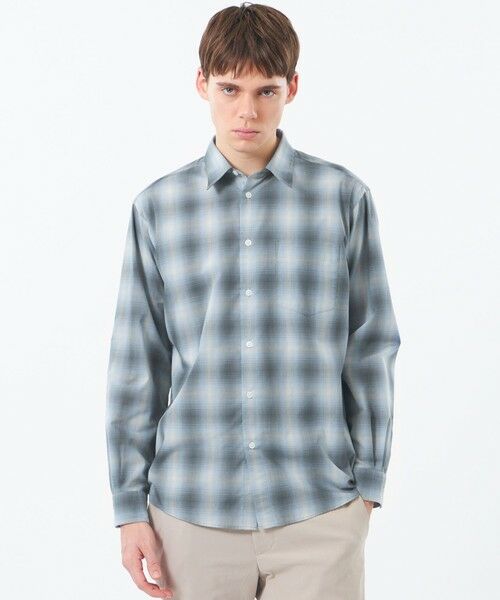 MACKINTOSH PHILOSOPHY(MENS) / マッキントッシュ フィロソフィー　メンズ シャツ・ブラウス | ショートレギュラーカラーシャツ オンブレチェック（ブルー7）