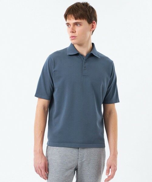 MACKINTOSH PHILOSOPHY(MENS) / マッキントッシュ フィロソフィー　メンズ ニット・セーター | 16Gプレーティング天竺 ニットポロ（ブルー6）