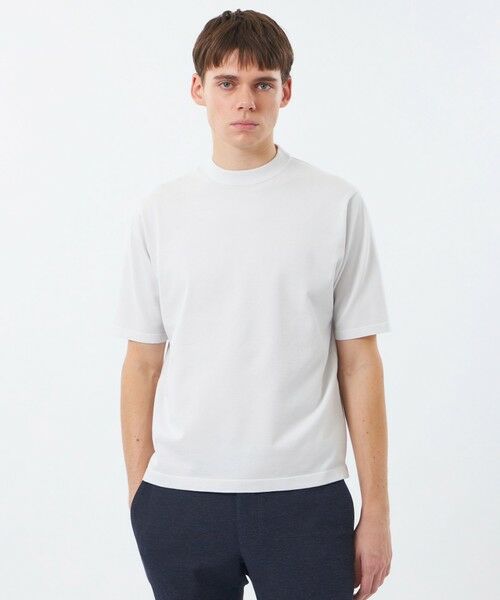 MACKINTOSH PHILOSOPHY(MENS) / マッキントッシュ フィロソフィー　メンズ ニット・セーター | 16Gプレーティング天竺 セミモックネックニットTシャツ（オフホワイト1）