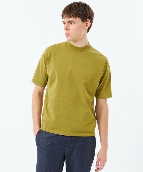 MACKINTOSH PHILOSOPHY(MENS) / マッキントッシュ フィロソフィー　メンズ ニット・セーター | 16Gプレーティング天竺 セミモックネックニットTシャツ（ブラウン2）