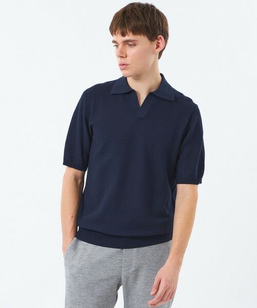 MACKINTOSH PHILOSOPHY(MENS) / マッキントッシュ フィロソフィー メンズ ニット・セーター | スキッパーポロ フラッフィーニット(ネイビー2)