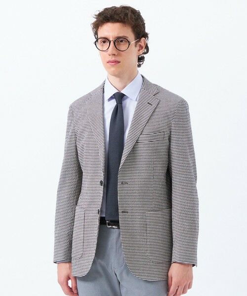 MACKINTOSH PHILOSOPHY(MENS) / マッキントッシュ フィロソフィー　メンズ ノーカラージャケット | Subalpino サッカー 2PATCH JACKET（チャコールグレー1）