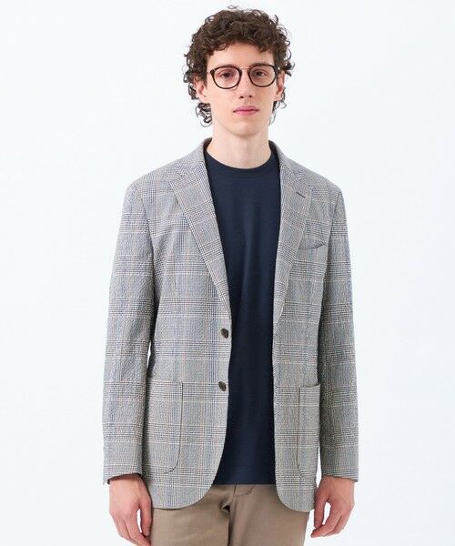 MACKINTOSH PHILOSOPHY(MENS) / マッキントッシュ フィロソフィー　メンズ ノーカラージャケット | Subalpino サッカー 2PATCH JACKET（ブラウン3）