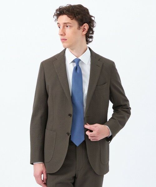 MACKINTOSH PHILOSOPHY(MENS) / マッキントッシュ フィロソフィー　メンズ ノーカラージャケット | Subalpino サッカー 2PATCH JACKET（カーキ4）