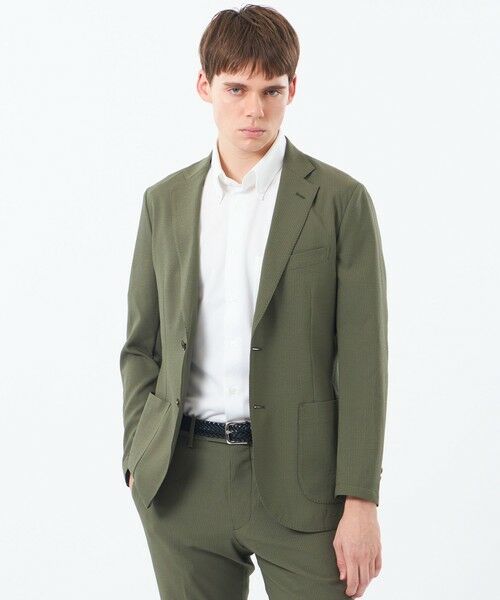 MACKINTOSH PHILOSOPHY(MENS) / マッキントッシュ フィロソフィー　メンズ ノーカラージャケット | 【WEB&一部店舗限定】トロッター ウルトラライトジャケット サッカーストライプ（カーキ1）