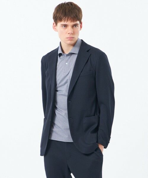 MACKINTOSH PHILOSOPHY(MENS) / マッキントッシュ フィロソフィー　メンズ ノーカラージャケット | テーラードジャージー ジャケット ミニワッフル（ネイビー3）