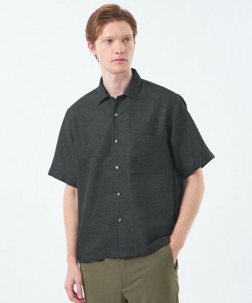 MACKINTOSH PHILOSOPHY(MENS) / マッキントッシュ フィロソフィー　メンズ シャツ・ブラウス | テーラードジャージー オーバーサイズシャツ ウール混起毛カラミ（チャコールグレー1）