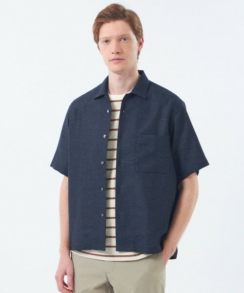 MACKINTOSH PHILOSOPHY(MENS) / マッキントッシュ フィロソフィー　メンズ シャツ・ブラウス | テーラードジャージー オーバーサイズシャツ ウール混起毛カラミ（ネイビー3）
