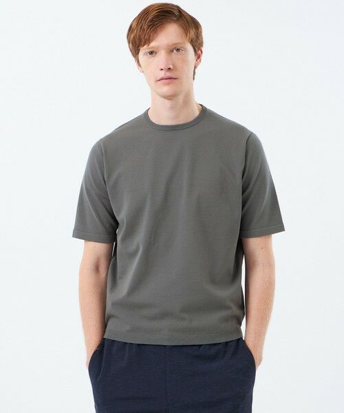 MACKINTOSH PHILOSOPHY(MENS) / マッキントッシュ フィロソフィー メンズ ニット・セーター | クルーネックニットT 16Gプレーティング天竺(チャコールグレー1)