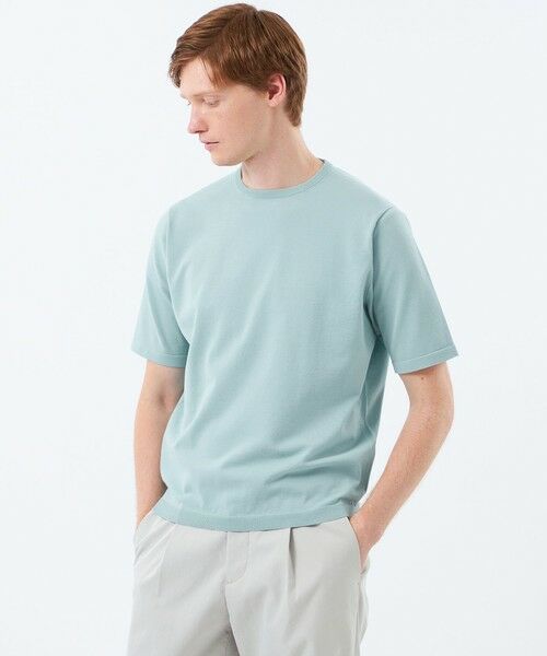 MACKINTOSH PHILOSOPHY(MENS) / マッキントッシュ フィロソフィー メンズ ニット・セーター | クルーネックニットT 16Gプレーティング天竺(ブルー3)