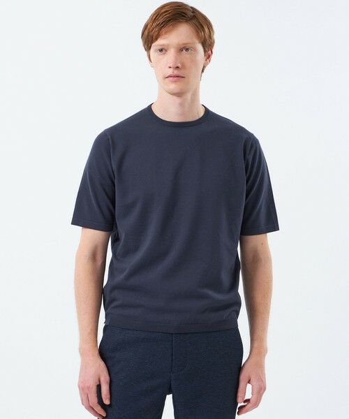 MACKINTOSH PHILOSOPHY(MENS) / マッキントッシュ フィロソフィー メンズ ニット・セーター | クルーネックニットT 16Gプレーティング天竺(ネイビー3)