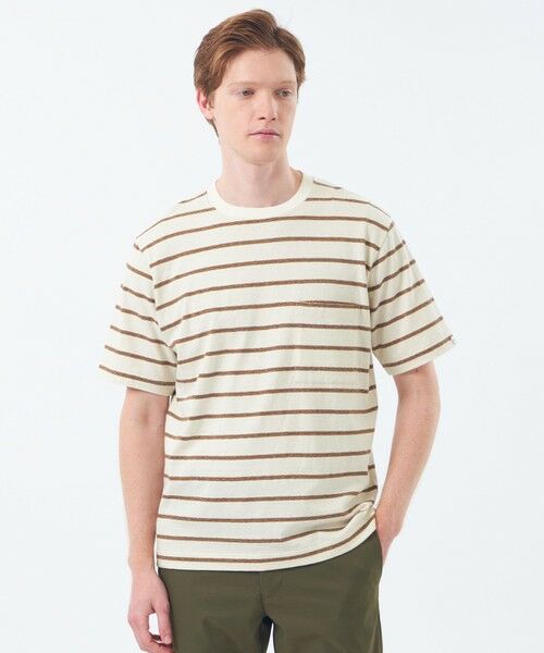 MACKINTOSH PHILOSOPHY(MENS) / マッキントッシュ フィロソフィー メンズ カットソー | 【WEEKENDER】クルーネックポケT レトロボーダー(ベージュ4)