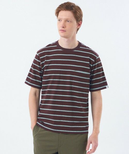 MACKINTOSH PHILOSOPHY(MENS) / マッキントッシュ フィロソフィー メンズ カットソー | 【WEEKENDER】クルーネックポケT レトロボーダー(ブラウン3)
