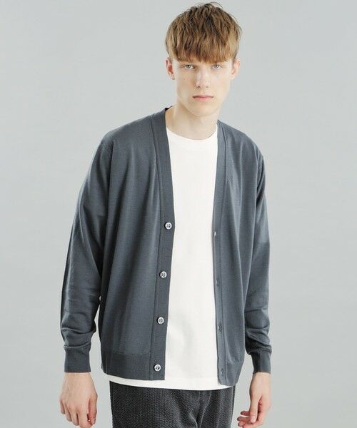 MACKINTOSH PHILOSOPHY(MENS) / マッキントッシュ フィロソフィー　メンズ ニット・セーター | JOHN SMEDLEYコラボ Vネックカーディガン（グレー4）