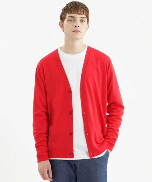 MACKINTOSH PHILOSOPHY(MENS) / マッキントッシュ フィロソフィー　メンズ ニット・セーター | JOHN SMEDLEYコラボ Vネックカーディガン（レッド2）