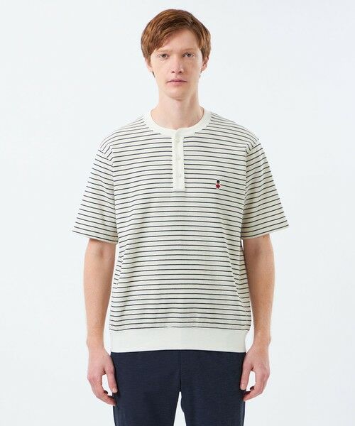 MACKINTOSH PHILOSOPHY(MENS) / マッキントッシュ フィロソフィー　メンズ カットソー | BUCKINGHAM BEAR ヘンリーネックTシャツ サーフニットボーダー | 詳細3