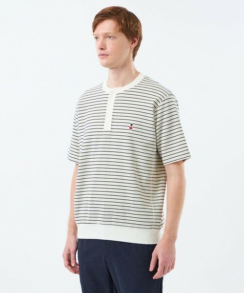 MACKINTOSH PHILOSOPHY(MENS) / マッキントッシュ フィロソフィー　メンズ カットソー | BUCKINGHAM BEAR ヘンリーネックTシャツ サーフニットボーダー | 詳細4