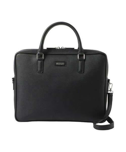 MACKINTOSH PHILOSOPHY(MENS) / マッキントッシュ フィロソフィー　メンズ メッセンジャーバッグ・ウエストポーチ | シンセティックシュリンクレザー ブリーフケース（ブラック1）