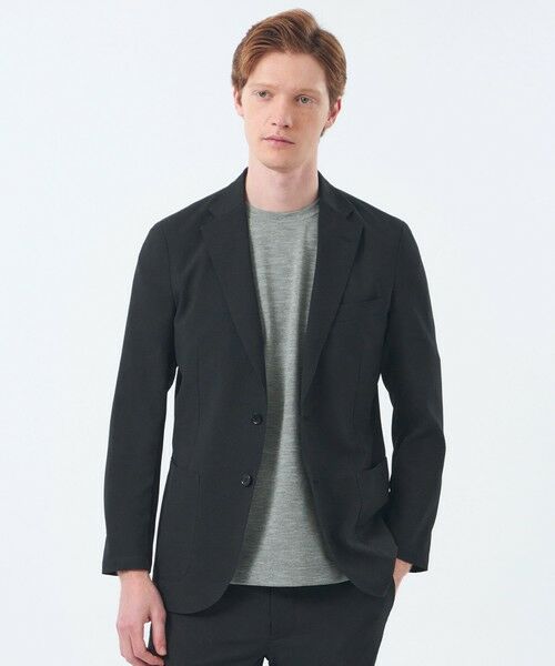 MACKINTOSH PHILOSOPHY(MENS) / マッキントッシュ フィロソフィー メンズ ノーカラージャケット | トロッター ウルトラライトジャケット ナローサッカーストライプ(ブラック1)