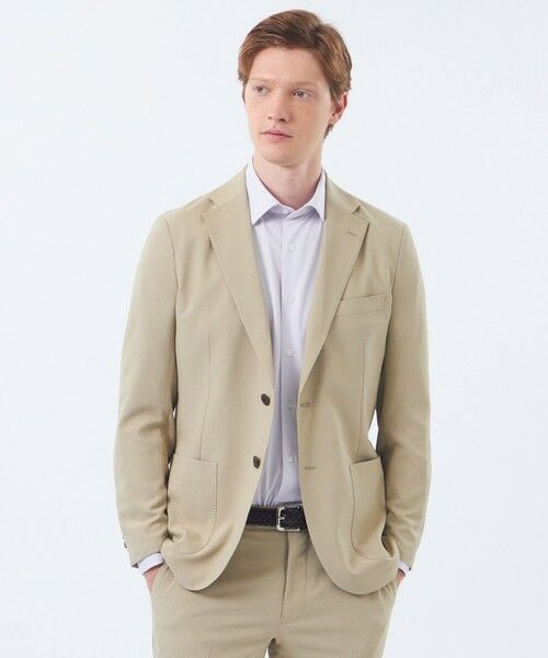 MACKINTOSH PHILOSOPHY(MENS) / マッキントッシュ フィロソフィー メンズ ノーカラージャケット | トロッター ウルトラライトジャケット ナローサッカーストライプ(ベージュ4)