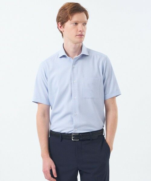 MACKINTOSH PHILOSOPHY(MENS) / マッキントッシュ フィロソフィー メンズ シャツ・ブラウス | トロッター スクエアカッタウェイシャツ ナローサッカーストライプ(ブルー6)