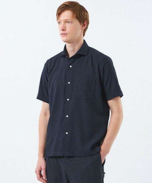 MACKINTOSH PHILOSOPHY(MENS) / マッキントッシュ フィロソフィー メンズ シャツ・ブラウス | トロッター スクエアカッタウェイシャツ ナローサッカーストライプ(ネイビー3)