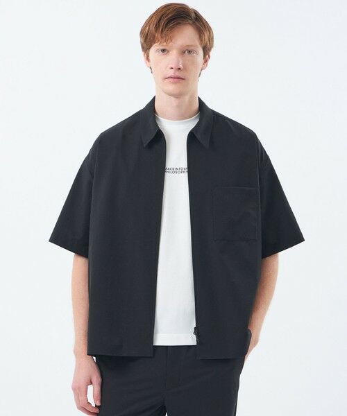 MACKINTOSH PHILOSOPHY(MENS) / マッキントッシュ フィロソフィー　メンズ シャツ・ブラウス | ジップアップ半袖シャツ COOLDOTSミニリップ（ネイビー3）