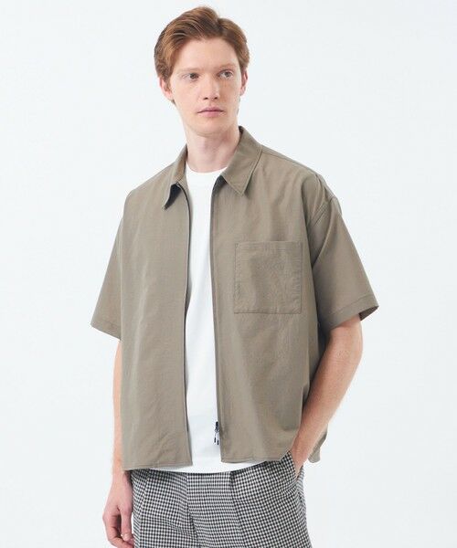 MACKINTOSH PHILOSOPHY(MENS) / マッキントッシュ フィロソフィー　メンズ シャツ・ブラウス | ジップアップ半袖シャツ COOLDOTSミニリップ（ベージュ9）