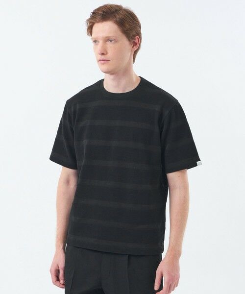 MACKINTOSH PHILOSOPHY(MENS) / マッキントッシュ フィロソフィー メンズ カットソー | クルーネックTシャツ ポップコーンシャドーボーダー(ブラック1)