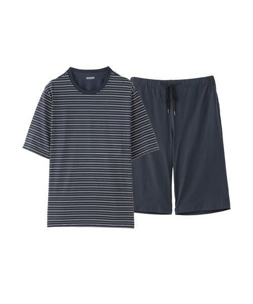 MACKINTOSH PHILOSOPHY(MENS) / マッキントッシュ フィロソフィー メンズ その他小物 | 【WEB限定】天竺ボーダー&無地ハーフパンツ パジャマ(ネイビー2)