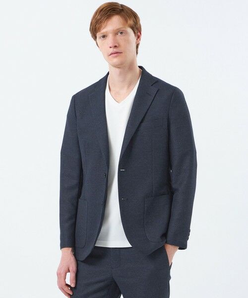 MACKINTOSH PHILOSOPHY(MENS) / マッキントッシュ フィロソフィー　メンズ ノーカラージャケット | テーラードジャージージャケット ウール混起毛カラミ（ネイビー3）