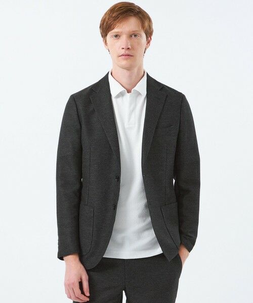 MACKINTOSH PHILOSOPHY(MENS) / マッキントッシュ フィロソフィー メンズ ノーカラージャケット | テーラードジャージージャケット ウール混起毛カラミ(チャコールグレー1)