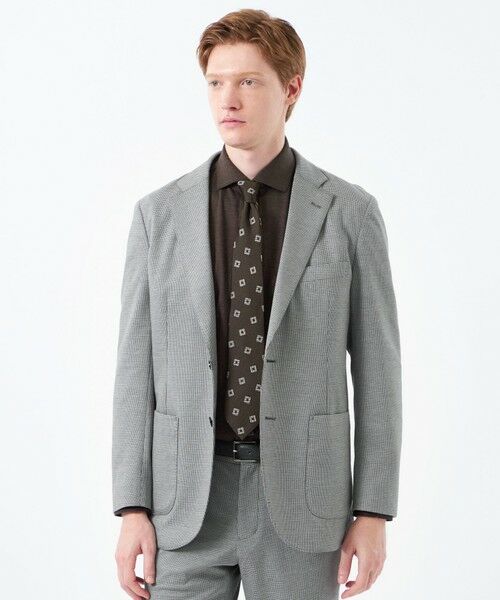 MACKINTOSH PHILOSOPHY(MENS) / マッキントッシュ フィロソフィー　メンズ ノーカラージャケット | テーラードジャージージャケット 裏メッシュダブルジャージー千鳥（グレー2）