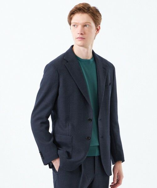 MACKINTOSH PHILOSOPHY(MENS) / マッキントッシュ フィロソフィー　メンズ ノーカラージャケット | テーラードジャージージャケット REDA へリンボンストレッチ（ネイビー3）