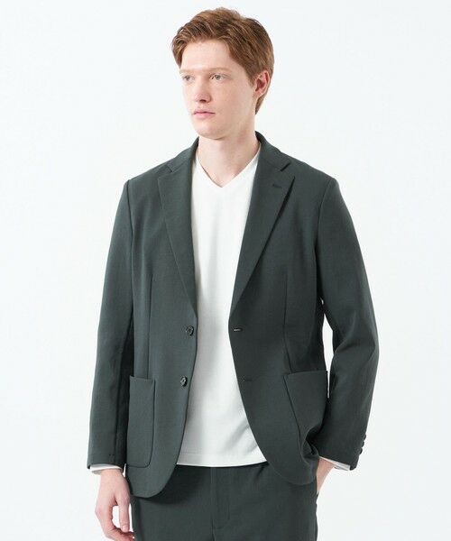 MACKINTOSH PHILOSOPHY(MENS) / マッキントッシュ フィロソフィー メンズ ノーカラージャケット | ブリテック イージージャケット 二重織りストレッチ(チャコールグレー1)