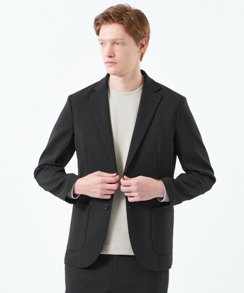 MACKINTOSH PHILOSOPHY(MENS) / マッキントッシュ フィロソフィー メンズ ノーカラージャケット | ブリテック イージージャケット 二重織りストレッチ(ブラック1)