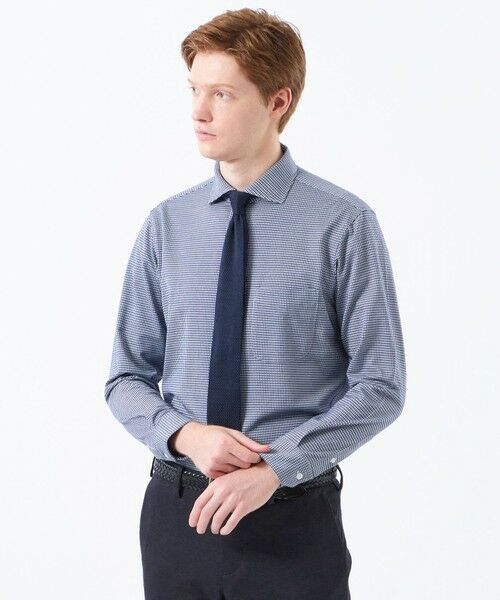MACKINTOSH PHILOSOPHY(MENS) / マッキントッシュ フィロソフィー メンズ シャツ・ブラウス | スクエアホリゾンタルワイドシャツ 無地バリエーションジャージー(ネイビー2)