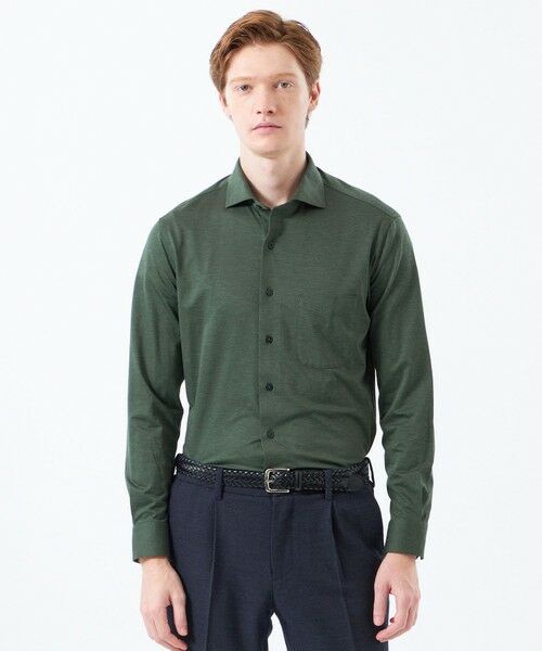 MACKINTOSH PHILOSOPHY(MENS) / マッキントッシュ フィロソフィー メンズ シャツ・ブラウス | スクエアホリゾンタルワイドシャツ 無地バリエーションジャージー(カーキ2)