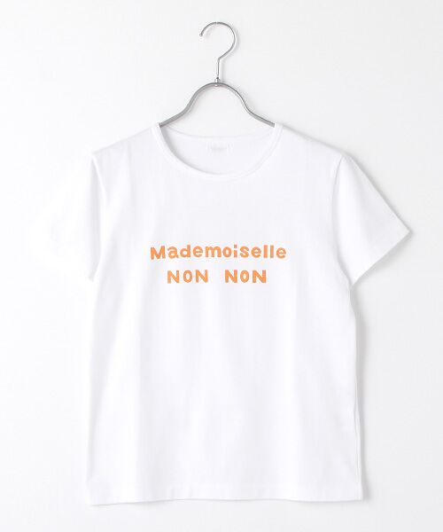 Mademoiselle NONNON / マドモアゼルノンノン Tシャツ | 【WEB限定】定番天竺Tシャツ（シロ×ライトオレンジＰＴ）