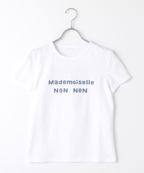 Mademoiselle NONNON / マドモアゼルノンノン Tシャツ | 【WEB限定】定番天竺Tシャツ（シロ×ライトブルーＰＴ）