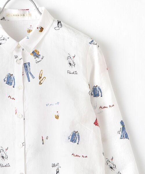 リネンローン オリジナルプリント柄シャツ 8分袖 総柄 シャツ ブラウス Mademoiselle Nonnon マドモアゼルノンノン ファッション通販 タカシマヤファッションスクエア