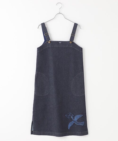 ストレッチデニム アップリケ付きジャンパースカート Br 裏地なし 肩ひも調節可能 ロング マキシ丈ワンピース Mademoiselle Nonnon マドモアゼルノンノン ファッション通販 タカシマヤファッションスクエア