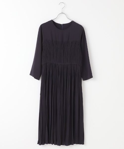 ライトツイル シャーリング プリーツワンピース Br 8分袖 ウエストゴム 裏地なし ロング マキシ丈ワンピース Mademoiselle Nonnon マドモアゼルノンノン ファッション通販 タカシマヤファッションスクエア