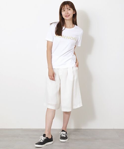 Mademoiselle NON NON / マドモアゼルノンノン ショート・ハーフ・半端丈パンツ | リネンボーダードビー キュロットスカート | 詳細9