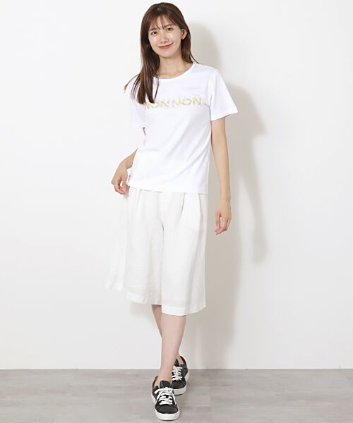 Mademoiselle NON NON / マドモアゼルノンノン ショート・ハーフ・半端丈パンツ | リネンボーダードビー キュロットスカート | 詳細10
