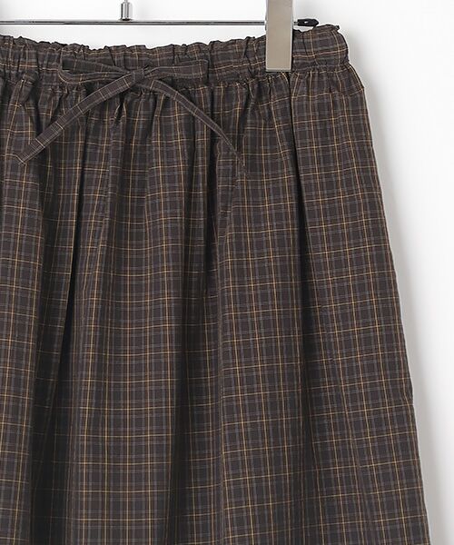Mademoiselle NON NON / マドモアゼルノンノン ロング・マキシ丈スカート | スーピマタイプライターチェックダブルワッシャー　ギャザースカート【ウエストゴム】 | 詳細2
