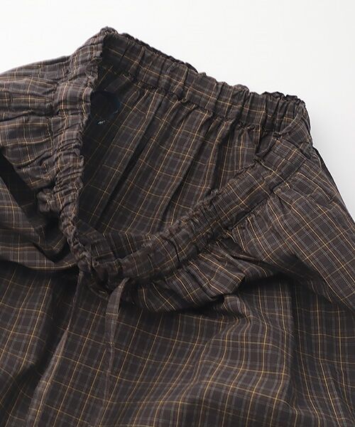 Mademoiselle NON NON / マドモアゼルノンノン ロング・マキシ丈スカート | スーピマタイプライターチェックダブルワッシャー　ギャザースカート【ウエストゴム】 | 詳細4