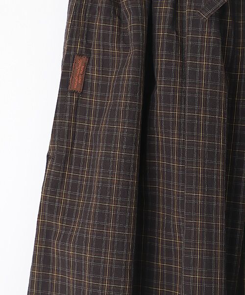 Mademoiselle NON NON / マドモアゼルノンノン ロング・マキシ丈スカート | スーピマタイプライターチェックダブルワッシャー　ギャザースカート【ウエストゴム】 | 詳細5